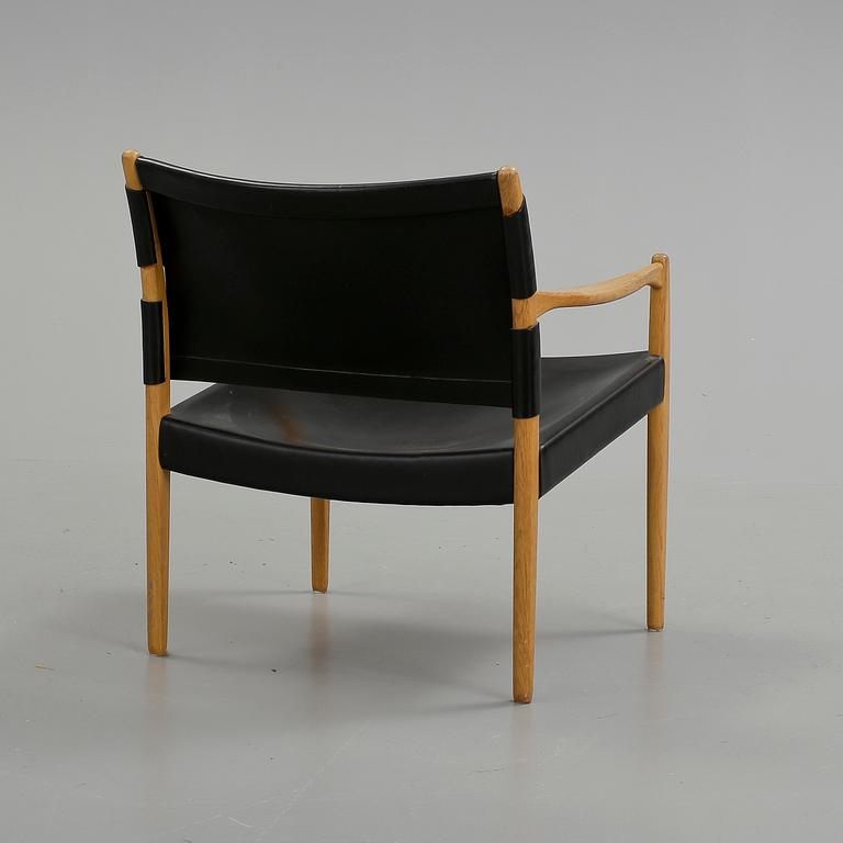 KARMFÅTÖLJ, "Premiär-69", skinn, Jan Olof Skotte, 1960-tal.