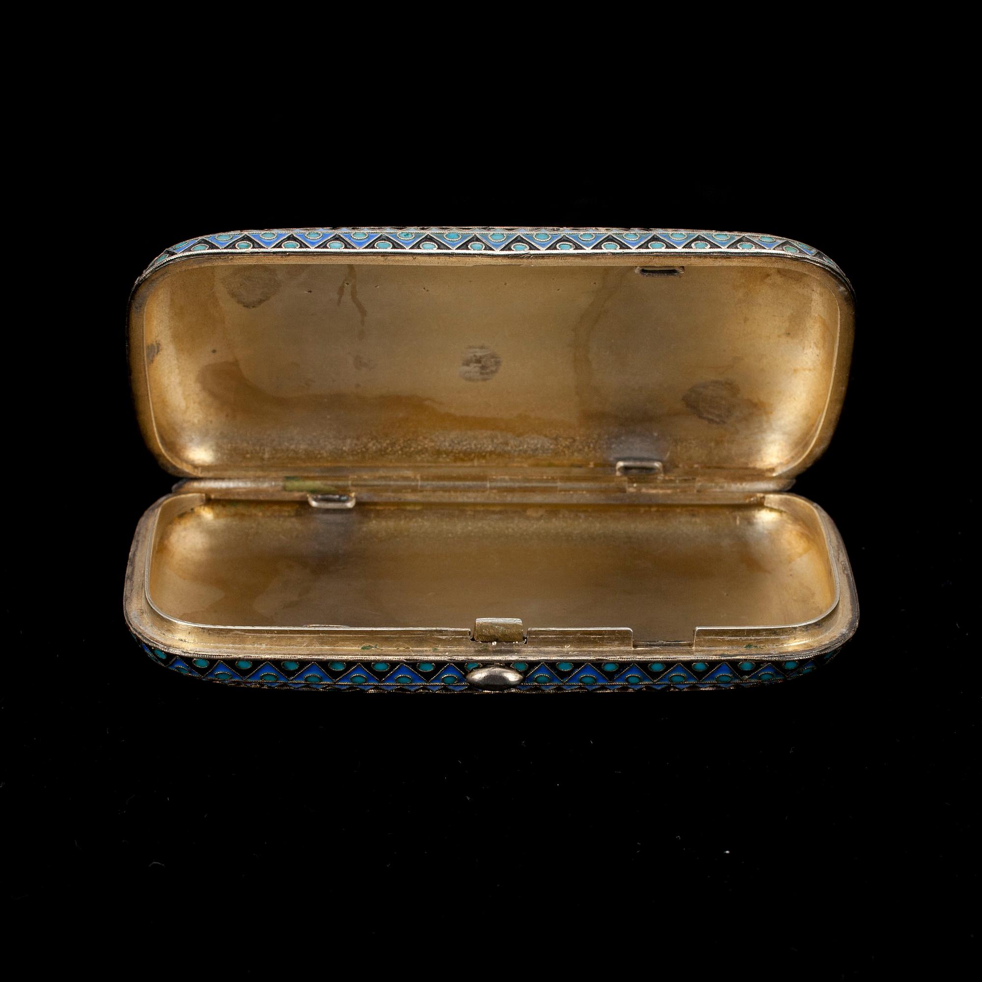 DOSA, silver med cloisonné emalj, Gustav Klingert, Moskva, Ryssland 1880-tal.