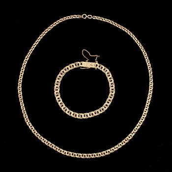 HALSLÄNK samt ARMLÄNK, Bismarck, 18k guld, 1940-tal. Total vikt ca 23 g.