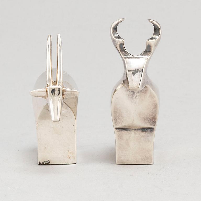 GUNNAR CYRÉN, two silver plated figurines Dansk Design Japan later part of the 20th century.