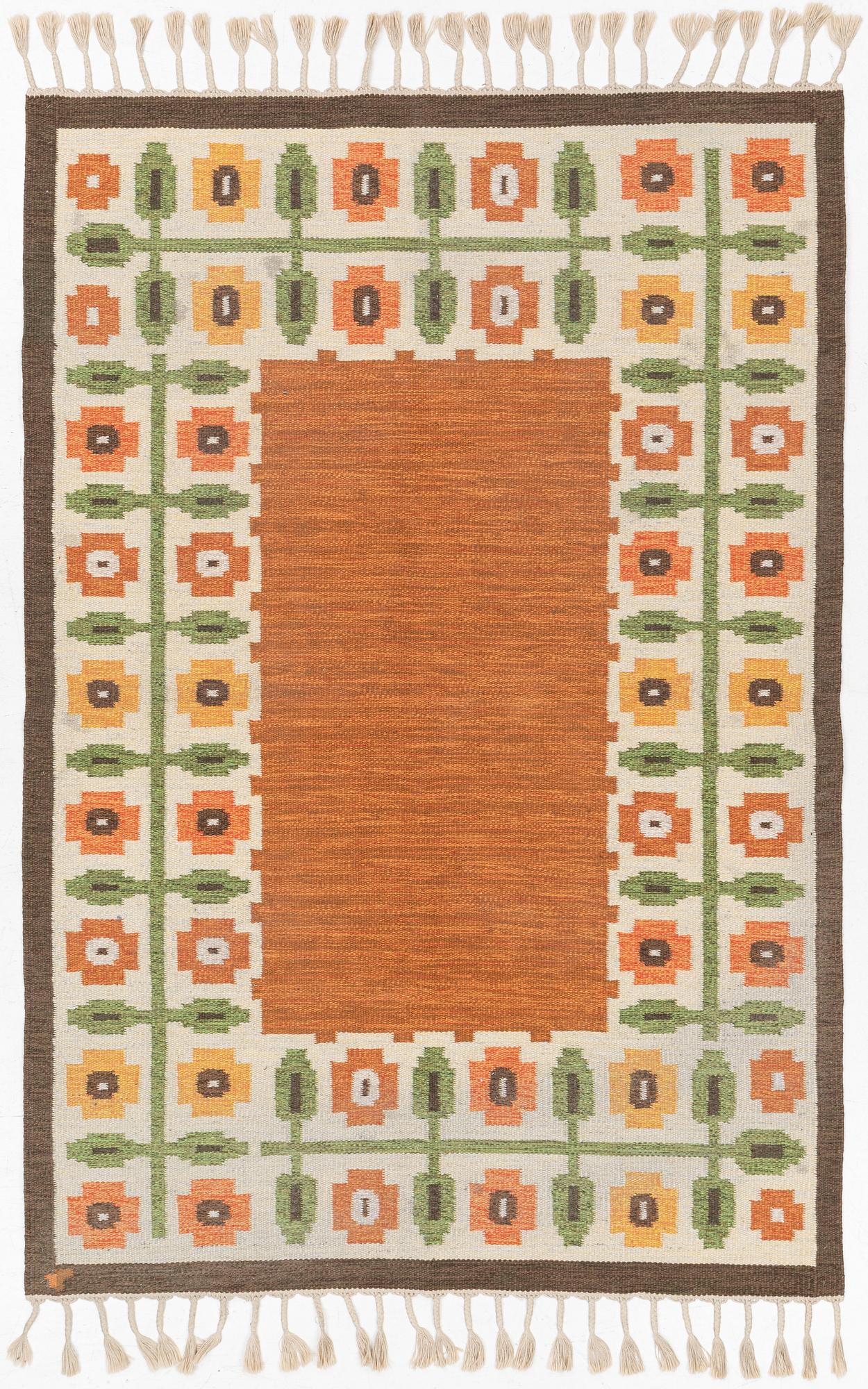 Gerti Lundberg, a flat weave carpet, Vävaregården, Eringsboda, Sweden, 242 x 165 cm.