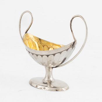Saltkar, silver, oidentifierad mästarstämpel, möjligen Danmark ca 1800.