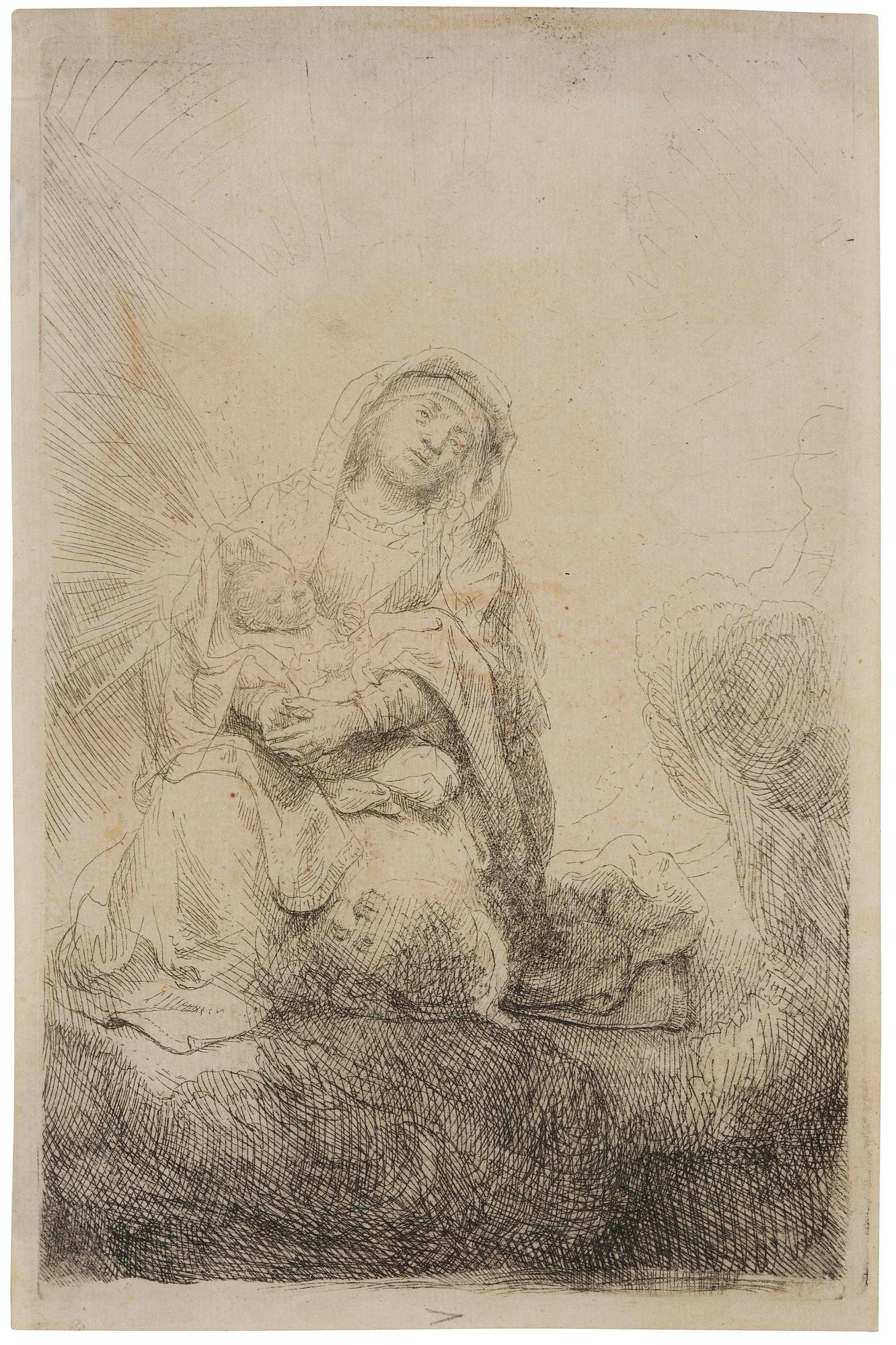Rembrandt Harmensz van Rijn, "Virgin and child in the clouds".