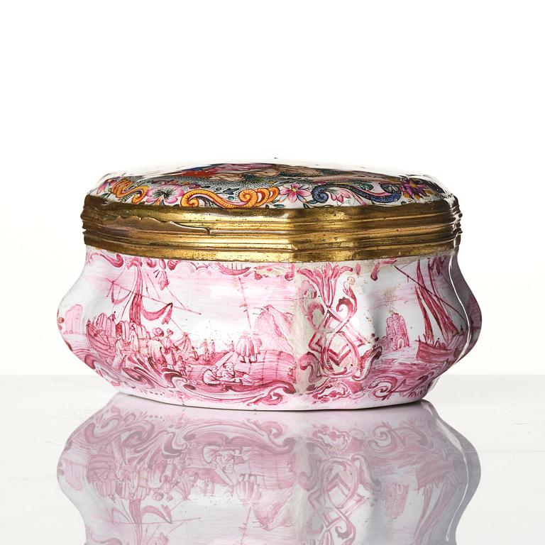 An enamel box with cover, Qing dynasty, 18th century.