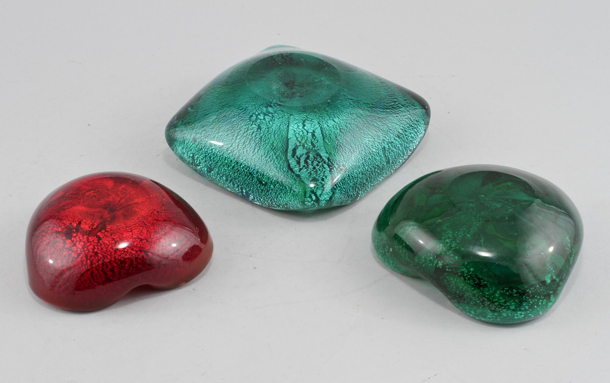 SKÅLFAT, 3 st, glas, Murano, Italien. 1900-talets andra hälft.
