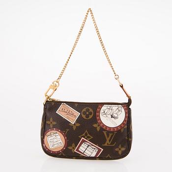LOUIS VUITTON Silk Scarf with Monogram Patch Mini Pochette Bag.