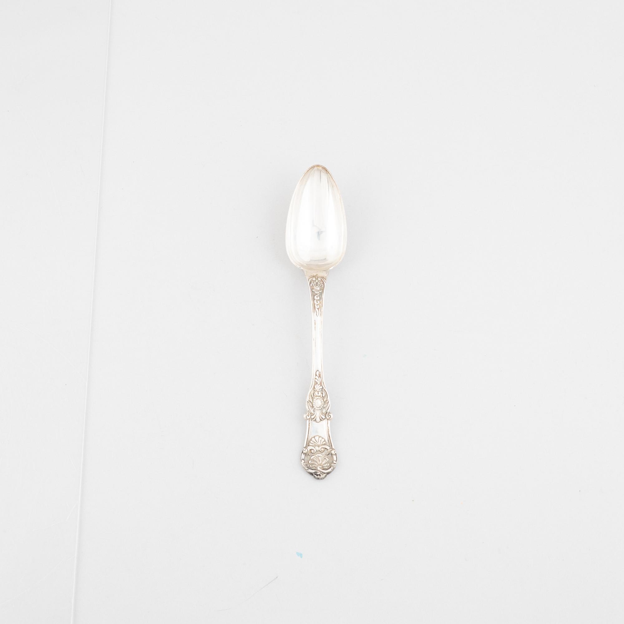 A Swedish silver serving spoon, mark of Adolf Zethelius, Stockholm 1846.