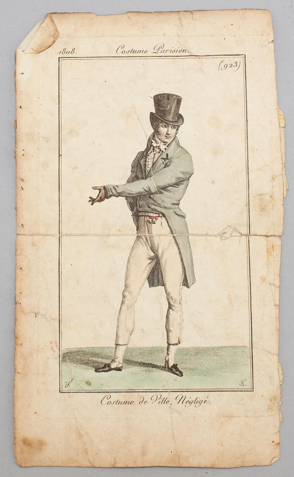 MODEPLANSCHER, 22 st, kolorerade, 1808 & 1809.