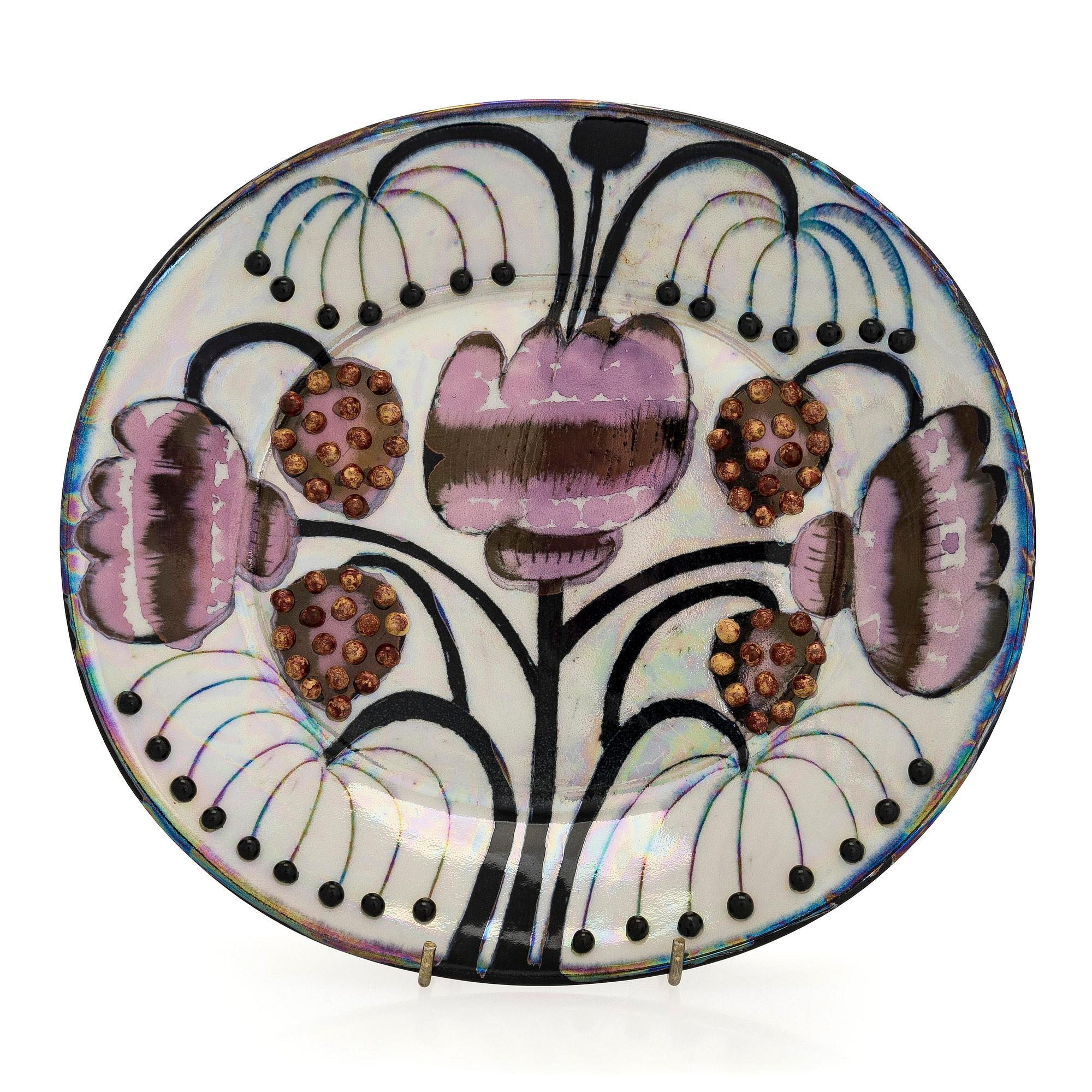 Birger Kaipiainen, dekorationstallrik, stengods signerad Kaipiainen, Arabia.