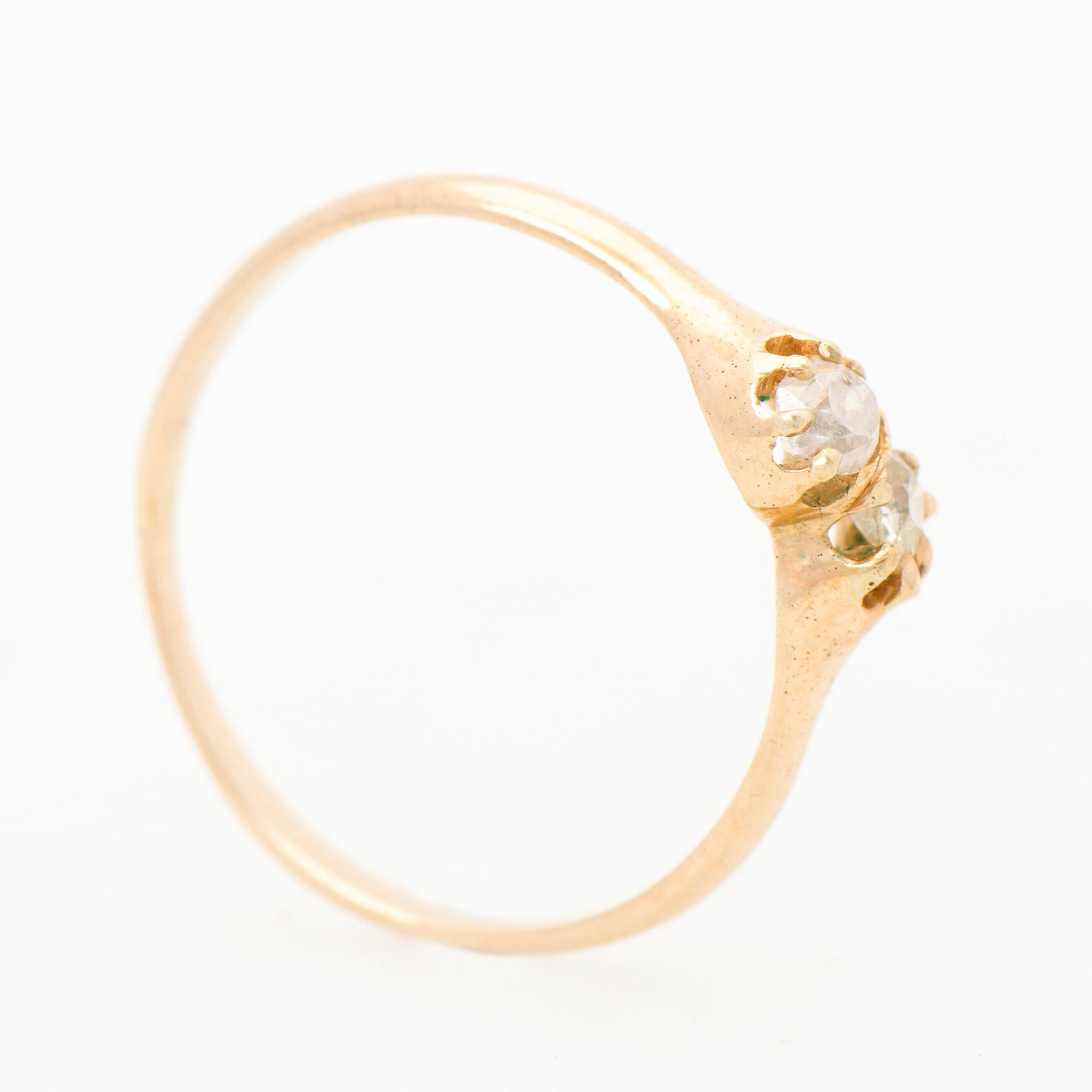 RING, gammalslipade diamanter, 14K (56) guld. Ryssland.