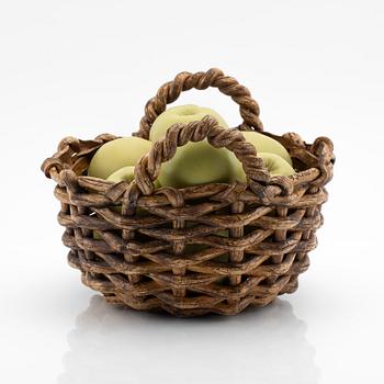 Ingrid Herrlin, a stoneware basket with green apples, own workshop.