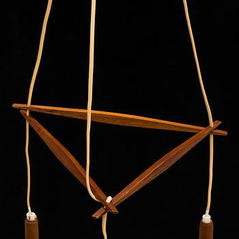 A teak ceiling light, 1950's/60's.