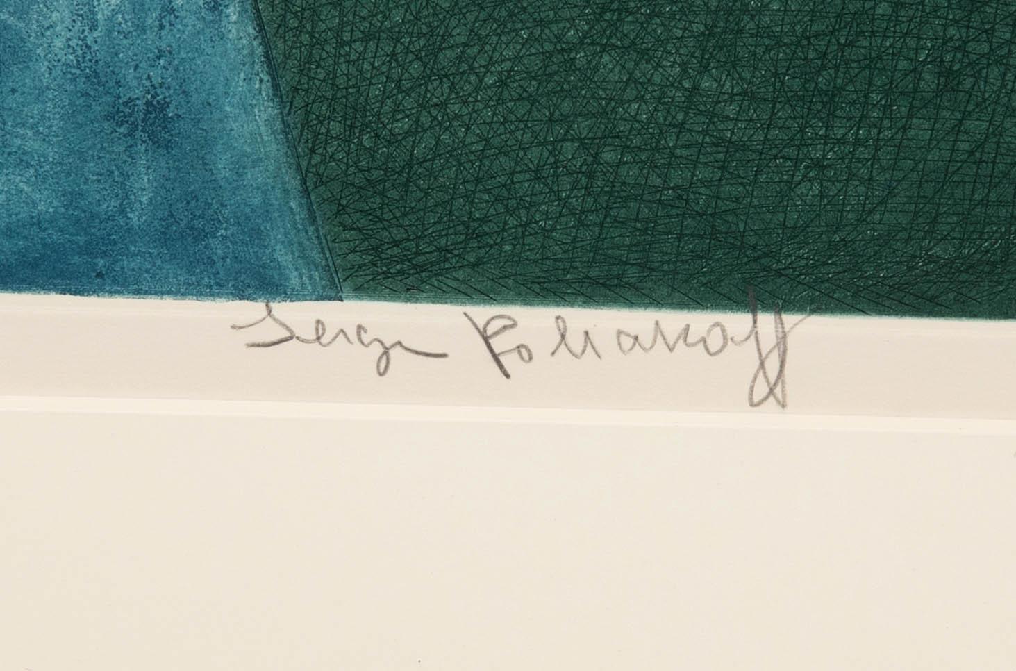 Serge Poliakoff, "Composition green, blue, red and yellow" 1968.