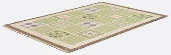 Rakel Carlander, a carpet, flat weave, c. 209 x 139 cm, signed RC.