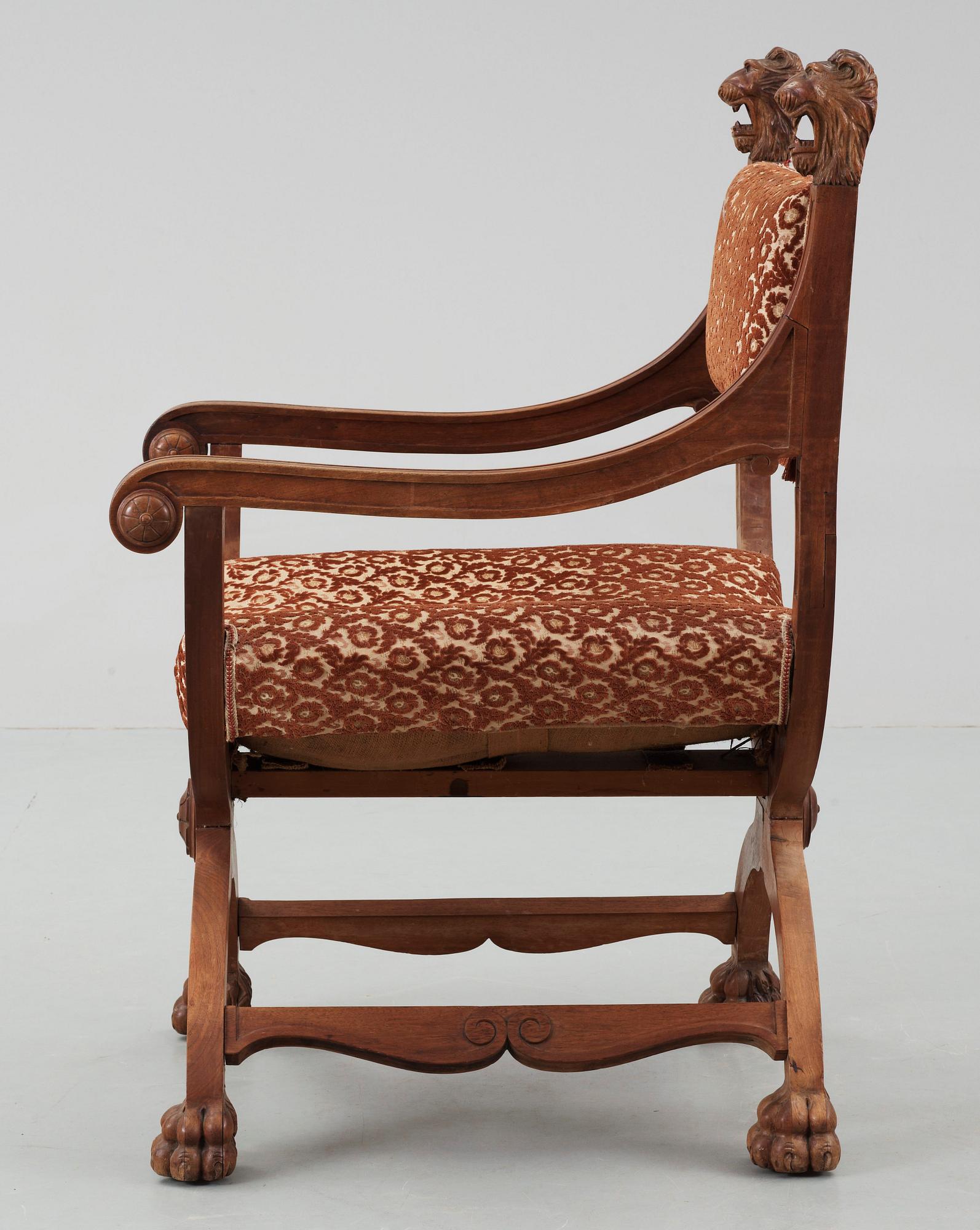 KARMSTOL, nyrenässans, sent 1800-tal.