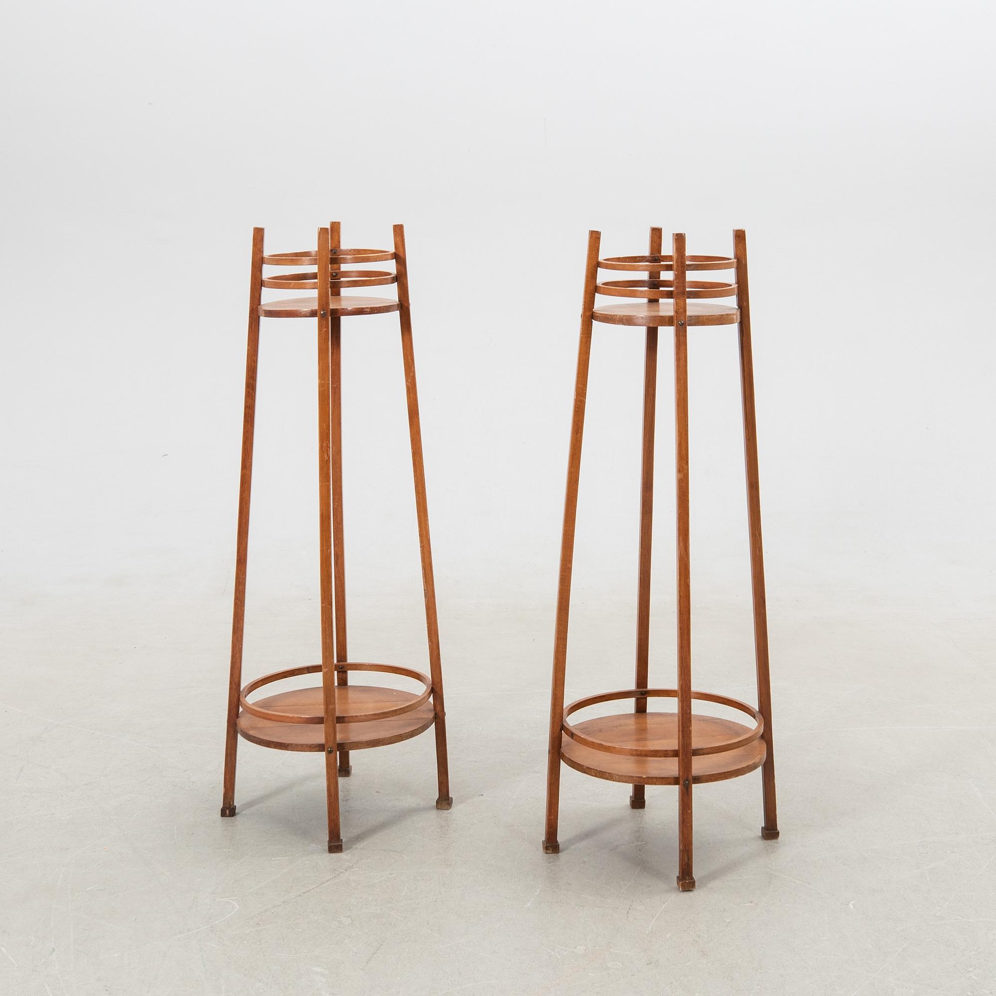 Flower tables/pedestals, a pair, Thonet, Vienna, first half of the 20th century.