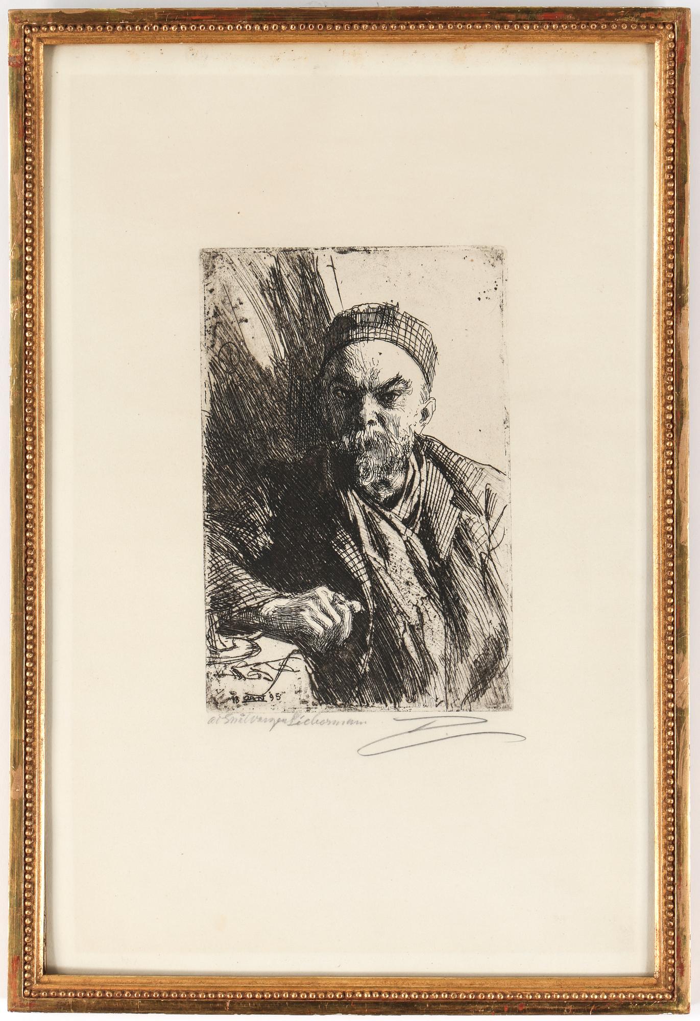 ANDERS ZORN, "Paul Verlaine II", 1895, signerad.