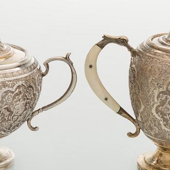 A 5-piece Persian tea service, first half of the 20th century.