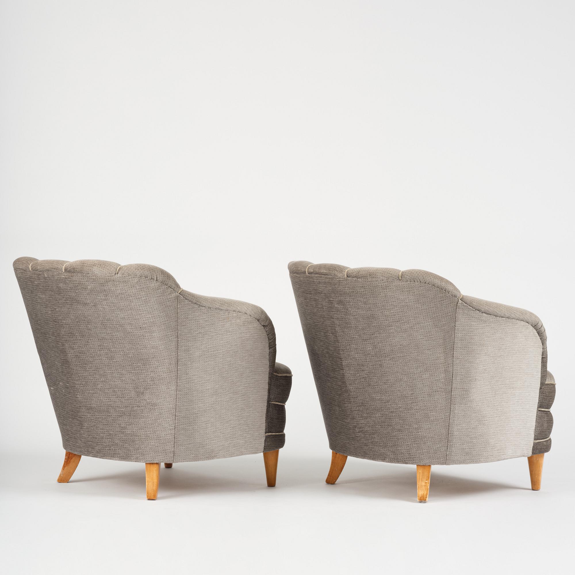 Swedish Modern, fåtöljer, ett par 1940-50-tal.