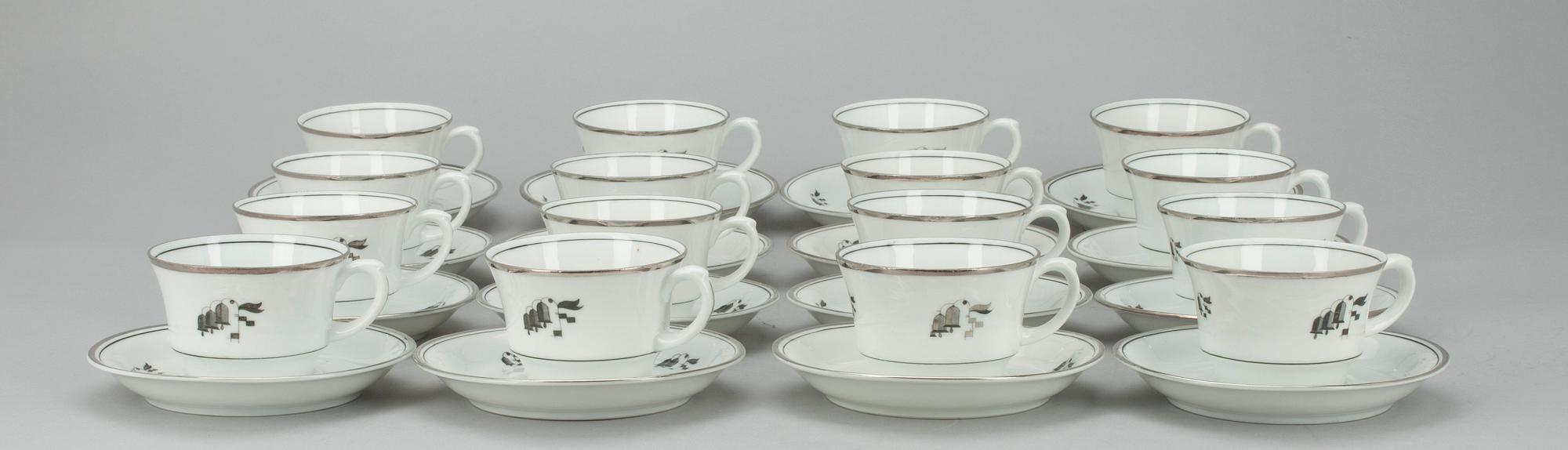 KAFFESERVIS, "Silverklocka" EP-modell, Greta Lisa Jäderholm-Snellman, Arabia, Finland 1930-tal.