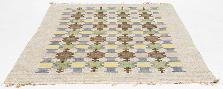 Judith Johansson a carpet, "Höstkastanj", flat weave, c. 242 x 167 cm, signed JJ.