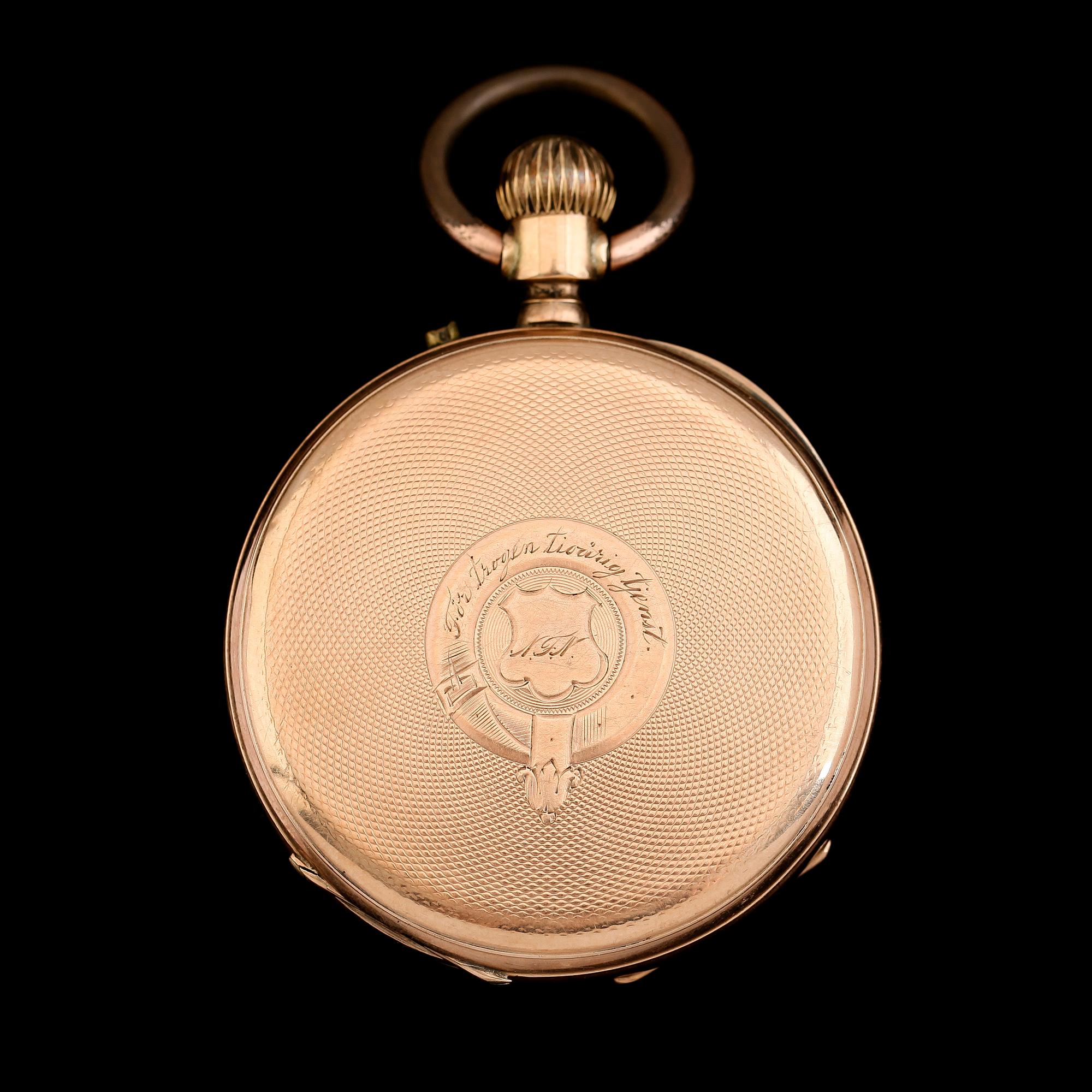 FICKUR, 14 k guld, omkring år 1900.