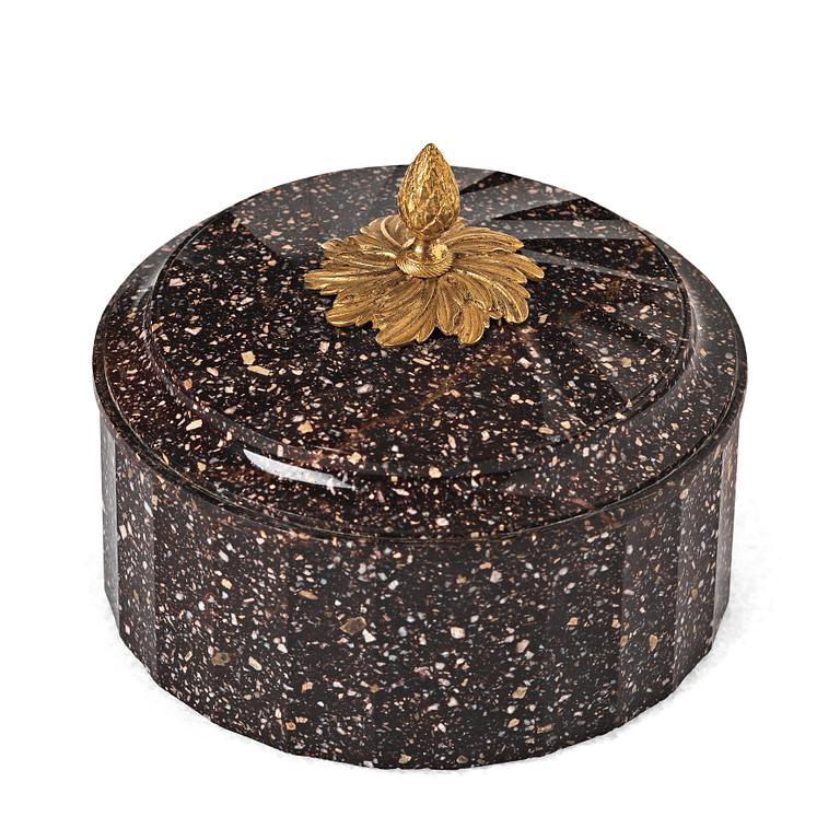 A Swedish Empire 19th century porphyry butter box.