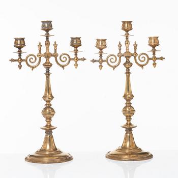 Kandelabrar, ett par, No 72, E A Naeslund, Eskilstuna, omkring år 1900.