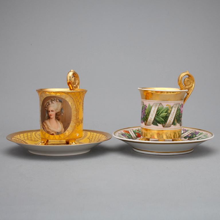 KOPPAR på FAT, 2 st, empire, KPM, Königliche Porzellanmanufaktur, Berlin, 1800-talets första hälft.
