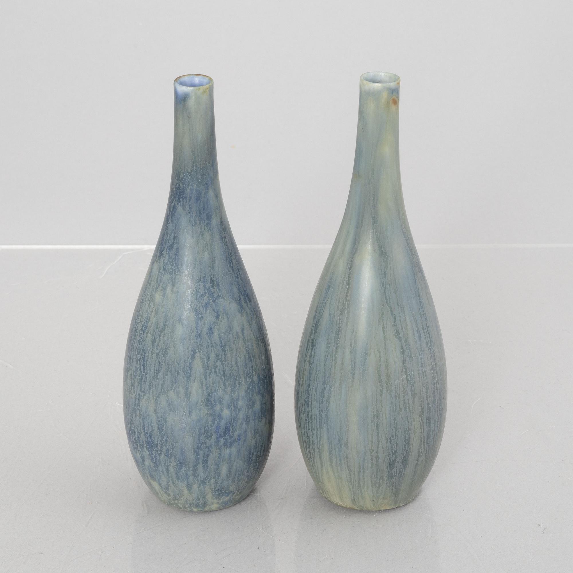Carl-Harry Stålhane, a pair of model "SYL" stoneware vases, Rörstrand, Sweden, mid 20th century.