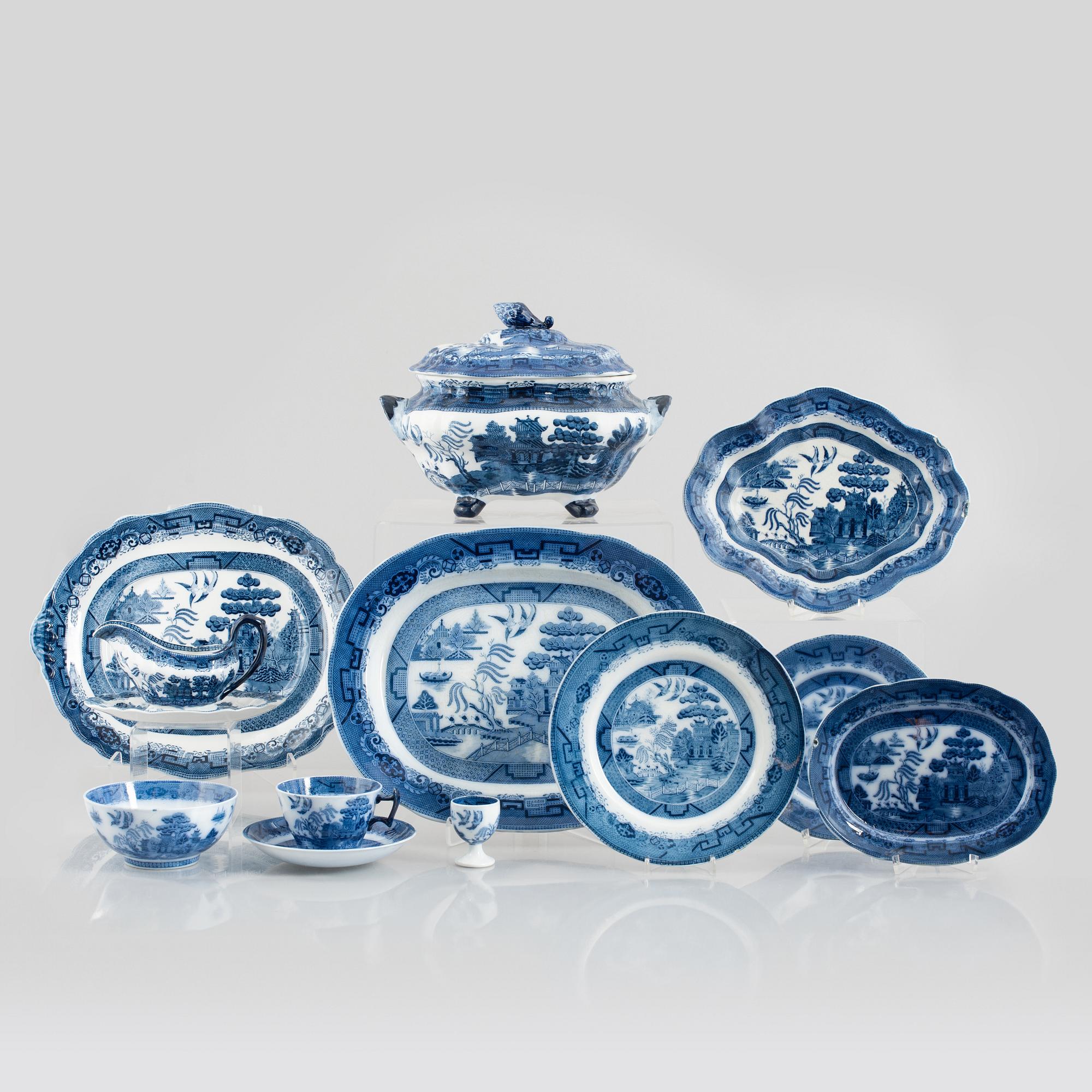 Matservis, flintgods, "Davenport Willow", Booths, England, tidigt 1900-tal.