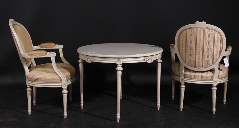 SALONGSGRUPP, 4 delar, gustaviansk stil, 1900-talets mitt.