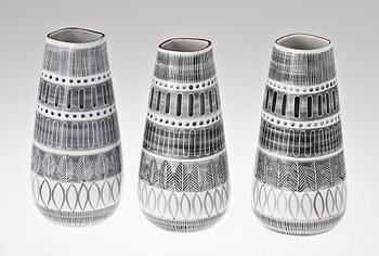 VASER, 3 st, keramik, Ingrid Atterberg Upsala-Ekeby.