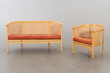 A sofa and an armchair in "Kongeserien" by Rud Thygesen & Johnny Sörensen. Designed in 1968.