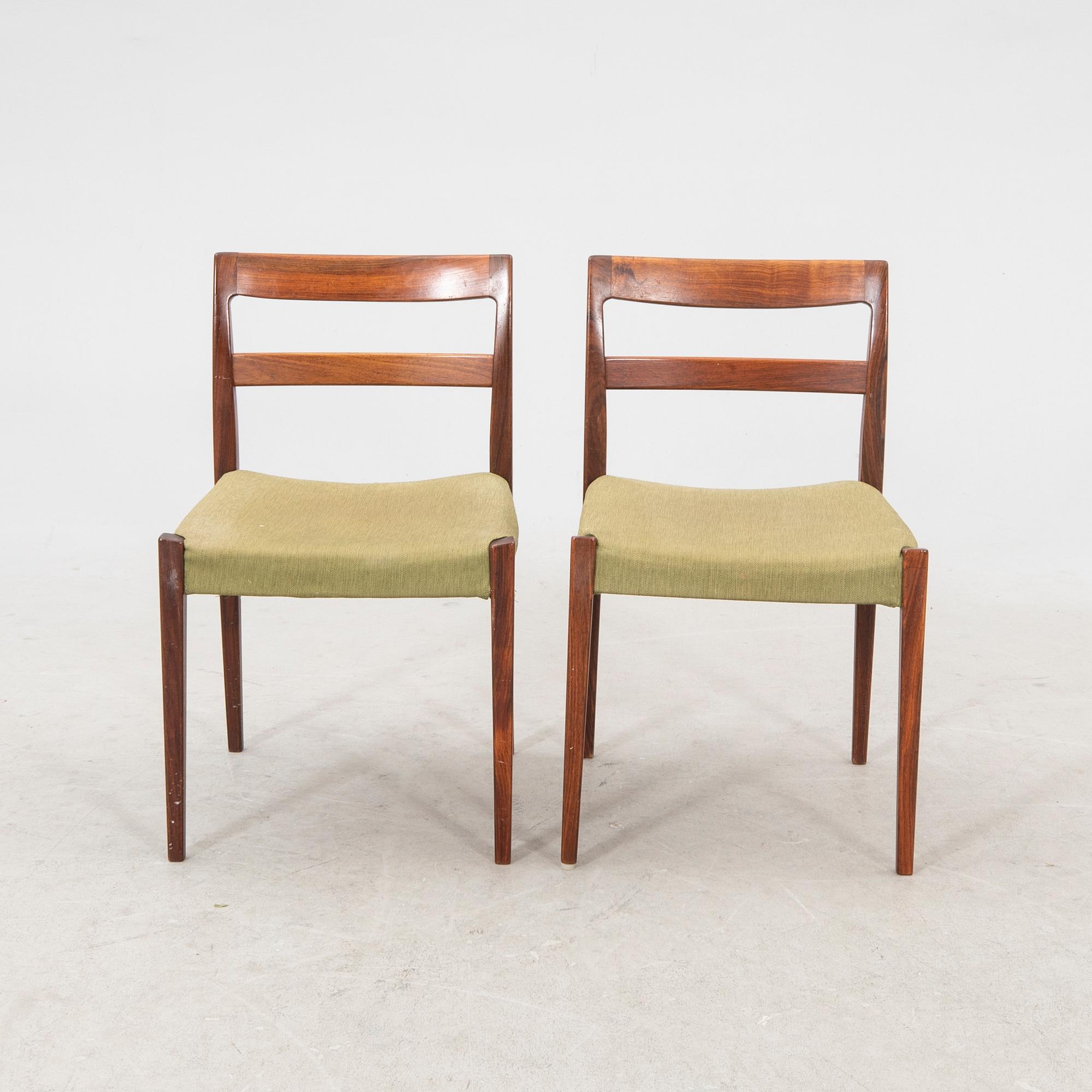 A Nils Jonsson jakaranda dining group 7 pcs Troeds Bra Bohag, Bjärnum, mid-20th century.