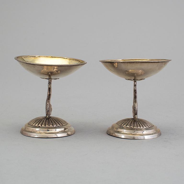 A pair of Swedish 19th century parcel-gilt salts, mark of Carl Magnus Ryberg, Stockholm 1815.