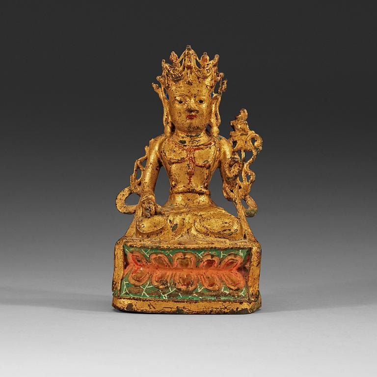 A bronze Guanyin, Qing dynasty (1644-1912).