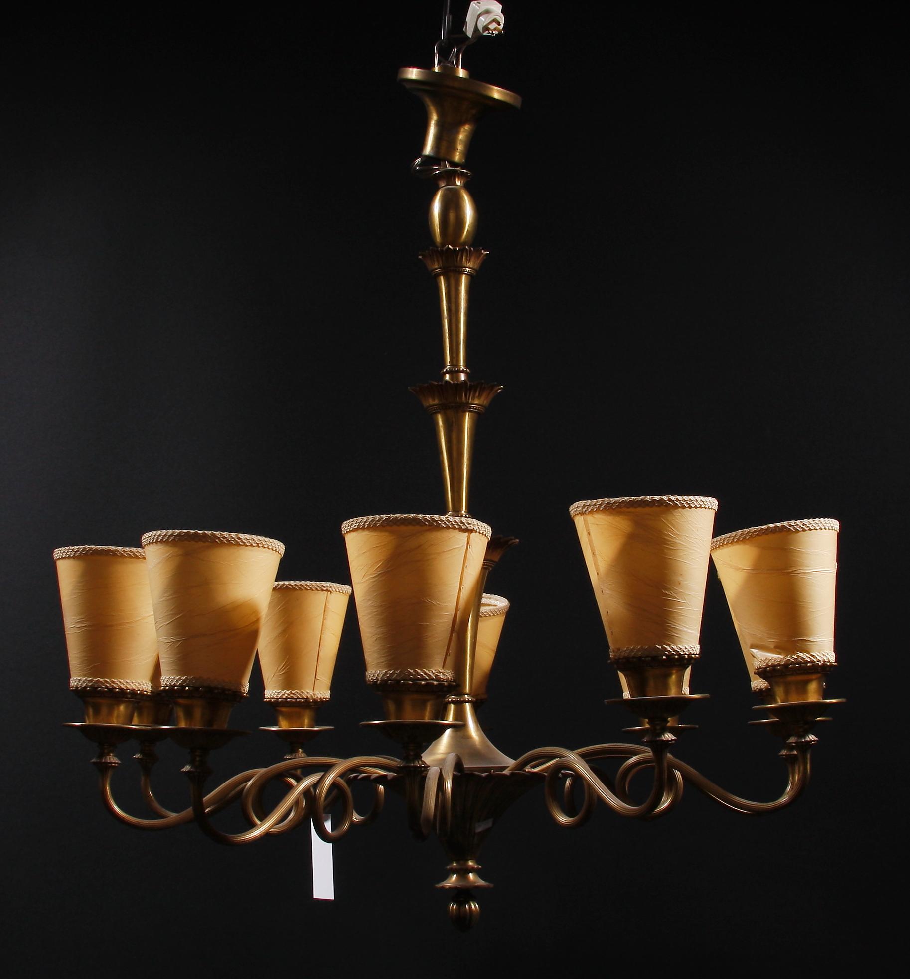 TAKLAMPA, mässing, 1920/30-tal. H 95.