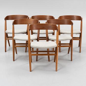 Edmund Jørgensen, six model 4527 chairs, Nakskov, Denmark, mid 20th century.