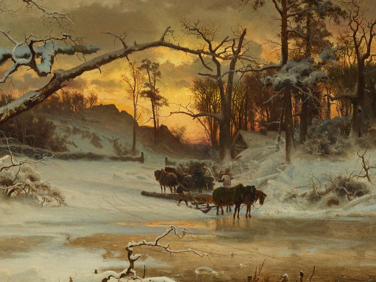 Gustaf Rydberg, "Vinterstycke, solnedgång" (Winter scene, sunset).