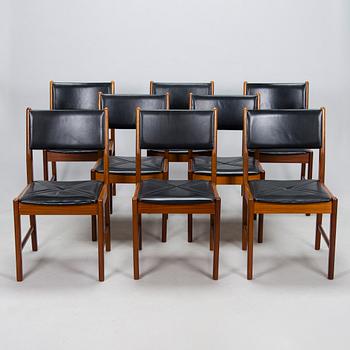 Pertti Salmi, a 1970s 'Samuel' dining table and eight 'Simeon' chairs for Vaara Tuotanto, Kaluste-Yhtymä, Finland.