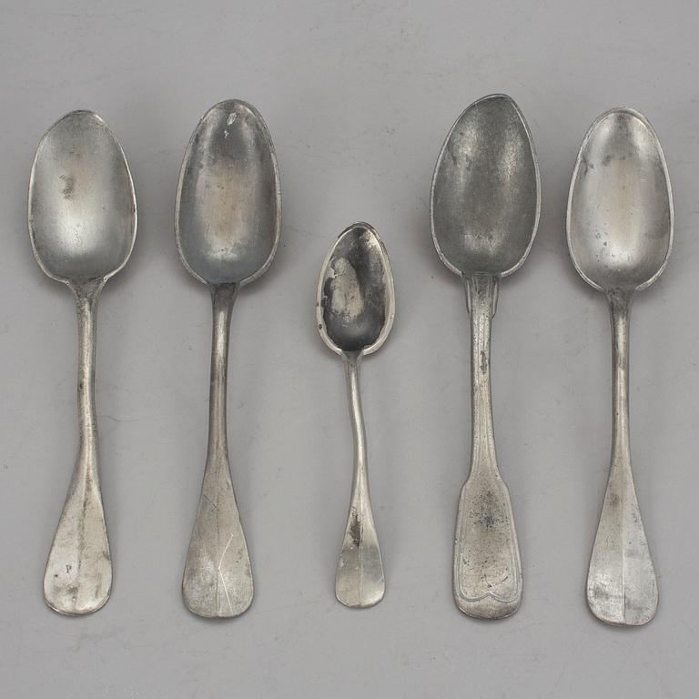 SKEDAR, 17 stycken, tenn, 17/1800-tal.