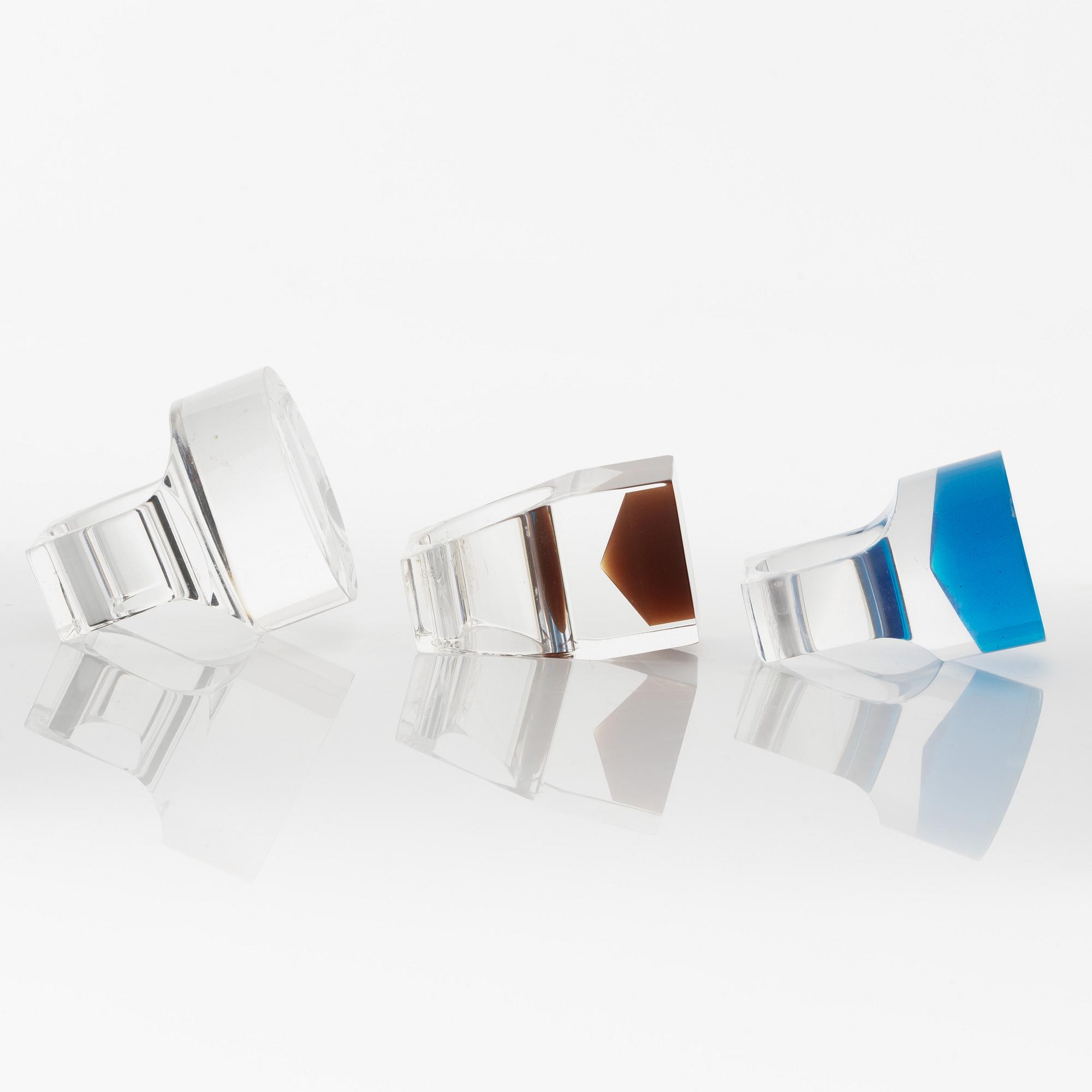 Siv Lagerström, three rings, acrylic plastic, 1970s.
