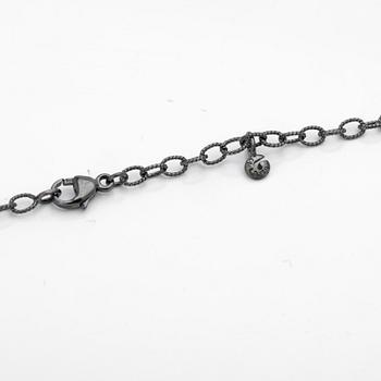 Ole Lynggaard, Chain with pendant, oxidised silver with leaf-shaped pendants, designed by Charlotte Lynggaard.