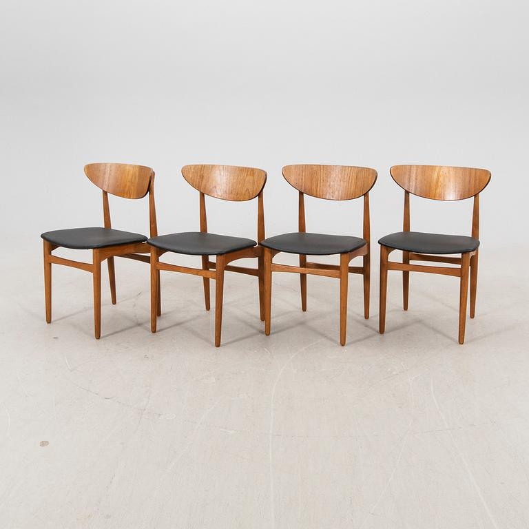 A set of four Danish teak 1960s chairs.