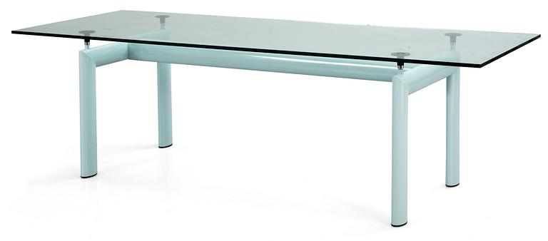 A Le Corbusier 'LC 6' green lacquered steel and glass table, by Cassina, Italy.