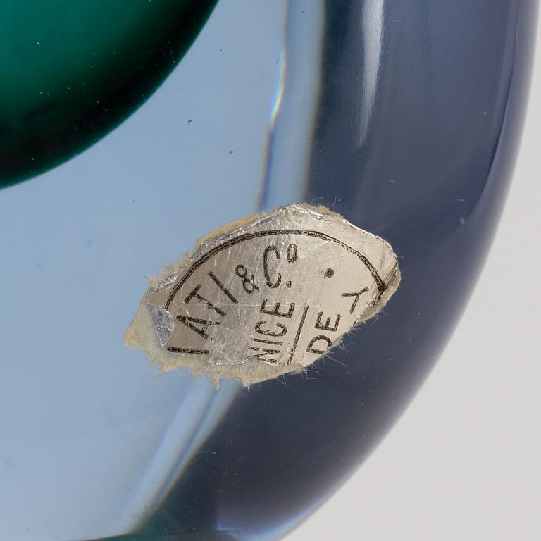 Vaser, 3 st, skål, flaska samt askfat, glas, bl.a. Venini och Salviati & co, Murano, Italien.