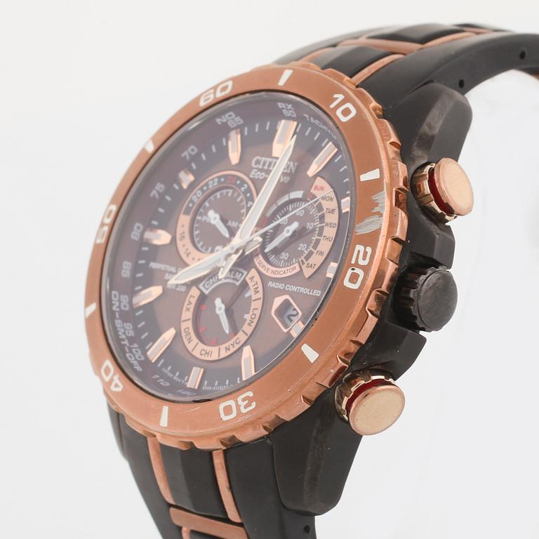 CITIZEN, Eco-Drive, Perpetual Calendar, "Tachymeter", Limited Edition  1533/2500, wristwatch, chronograph, 45 mm.