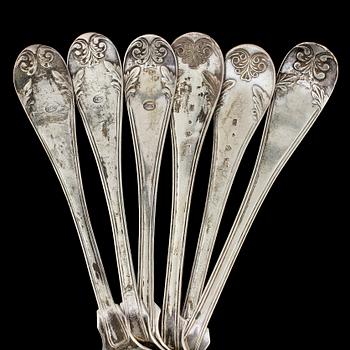 SKEDAR, 12 st, silver, 1700/1800-tal. Vikt 600 g.