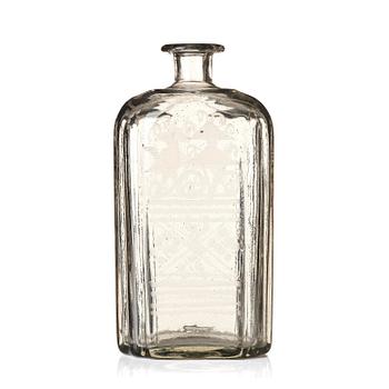 A Swedish glass bottle, presumably Skånska glass manufactory, 18th century.